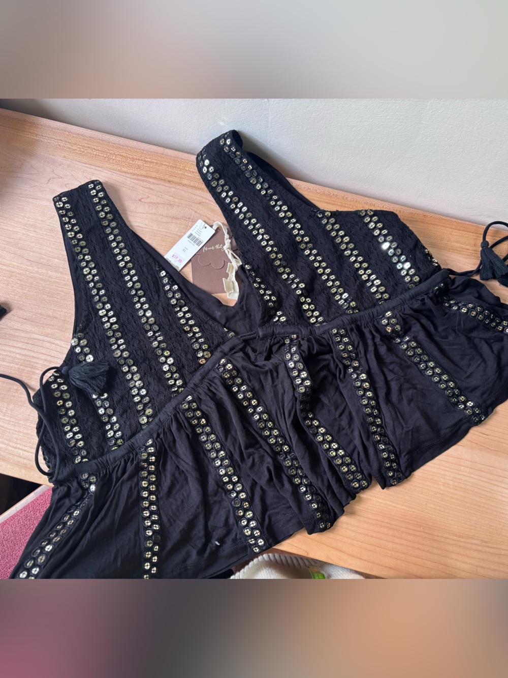 Anthropologie Forever That Girl NWT Lace Top‎ Sequins & Tassels size XL